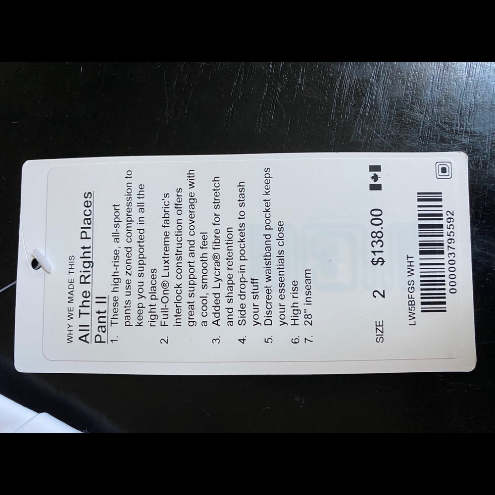 NTW Lululemon white leggings